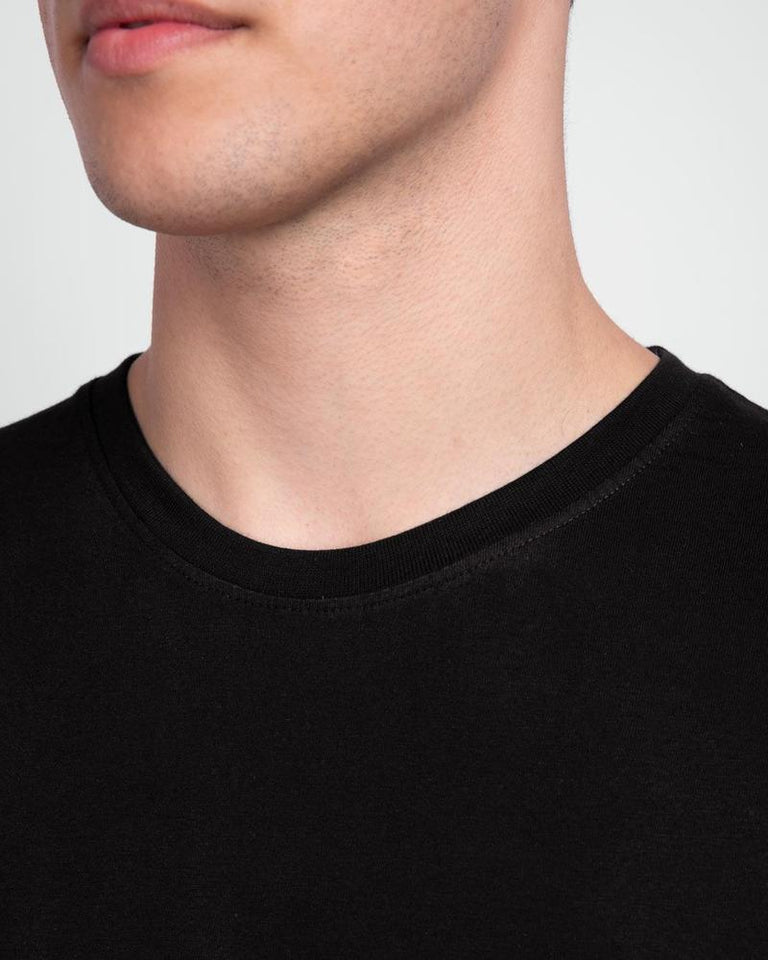 1 Pc Men's Stitched Round Neck T-Shirt, Black