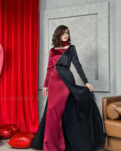 Beautifull Black Western Maxi – Shamoz Silk, 3-piece Set With Trouser & Belt (standard Size)