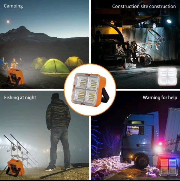 Outdoor Portable Led Solar Floodlight – Rechargeable 500w Spotlight Lantern For Camping, Emergency & Search Lighting