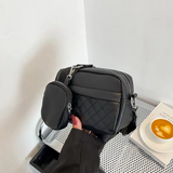 Stylish Girl’s Convertible Crossbody Bag – Fashion Handbags For Ladies Pu Leather Polyester Waterproof Shoulder Bags With Change Purse Trending Travel Crossbody Bag – 1 Pc, Black Pu Leather